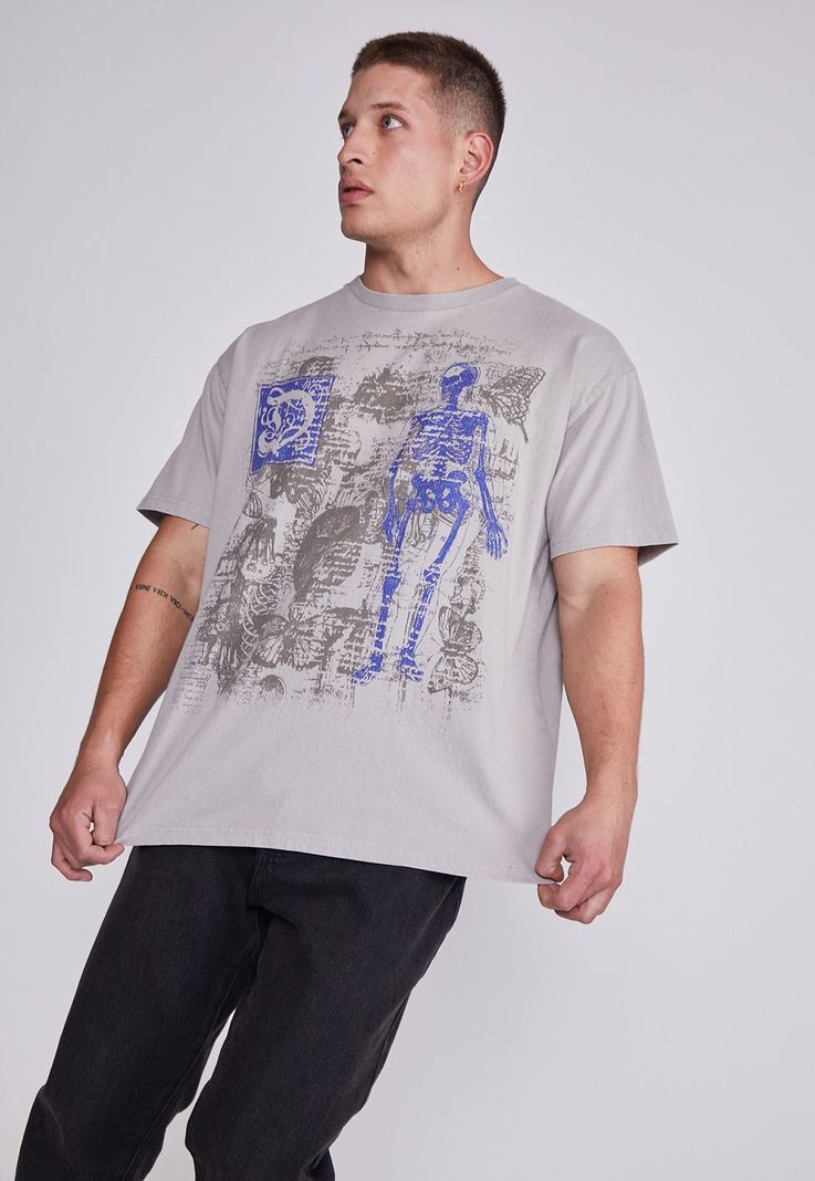 Polera Hombre Gris Esqueleto Sioux-3