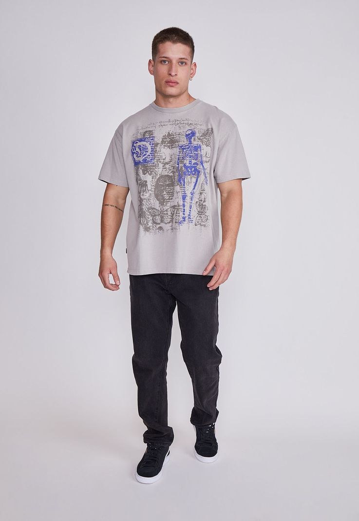 Polera Hombre Gris Esqueleto Sioux-4