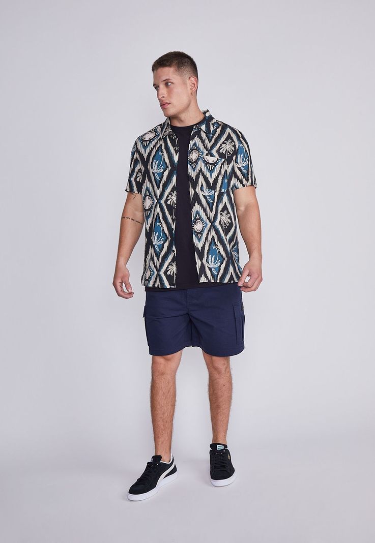 Bermuda Hombre Azul Cargo Cordon Sioux-4
