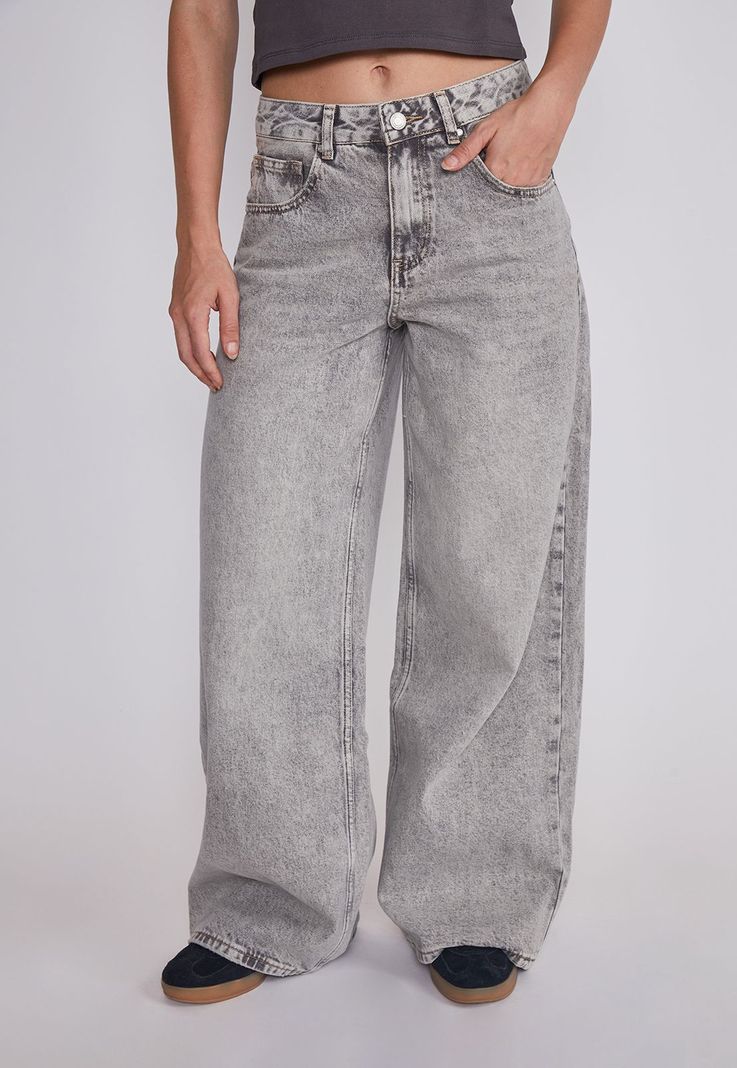 Jeans Mujer Wide Leg Desgastado Gris Sioux-1