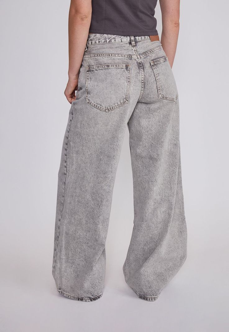 Jeans Mujer Wide Leg Desgastado Gris Sioux-3
