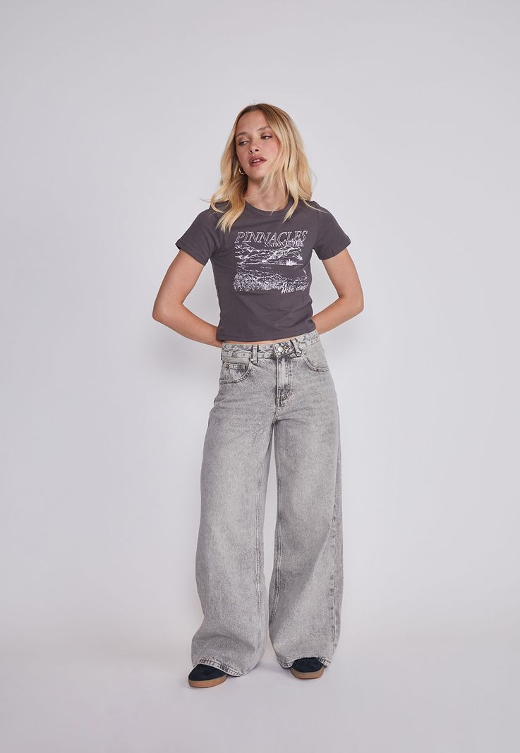 Jeans Mujer Wide Leg Desgastado Gris Sioux-4
