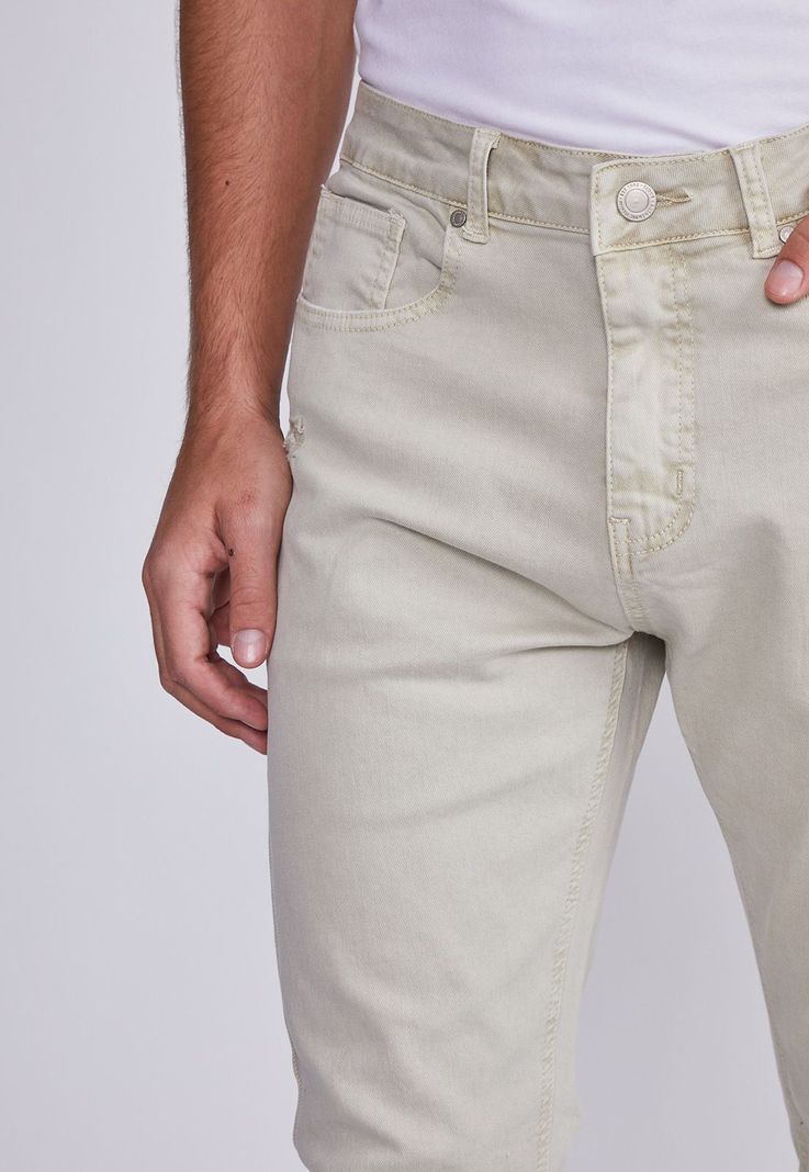 Jeans Hombre Beige Super Slim Con Roturas Sioux-1