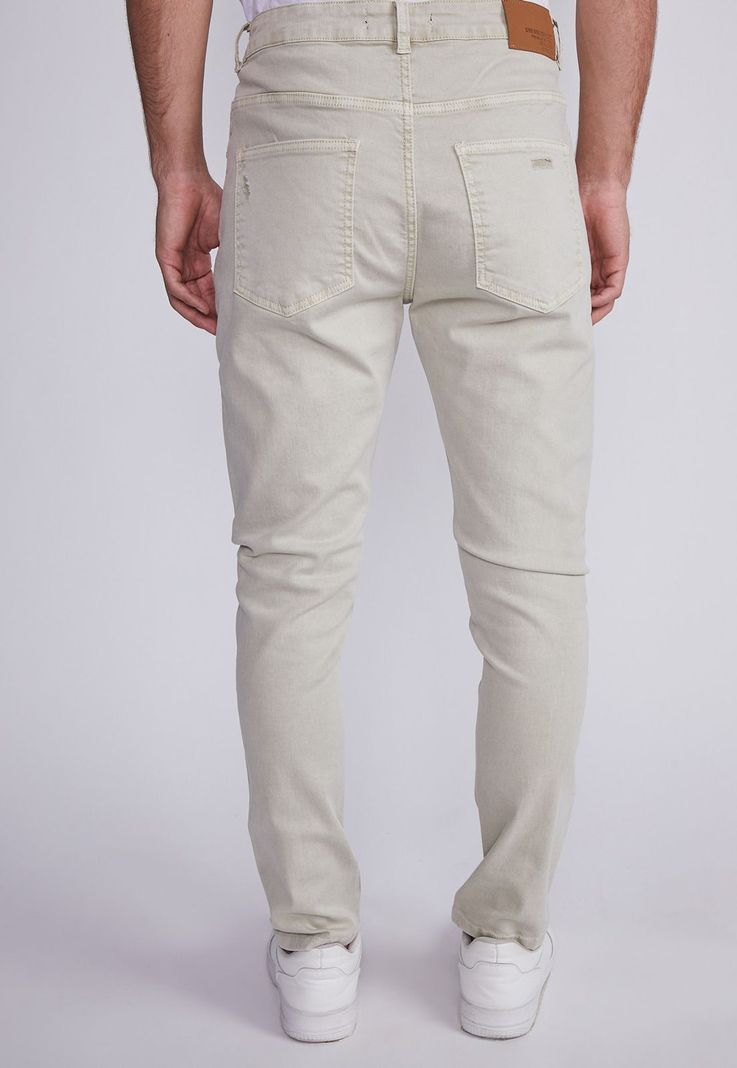Jeans Hombre Beige Super Slim Con Roturas Sioux-2