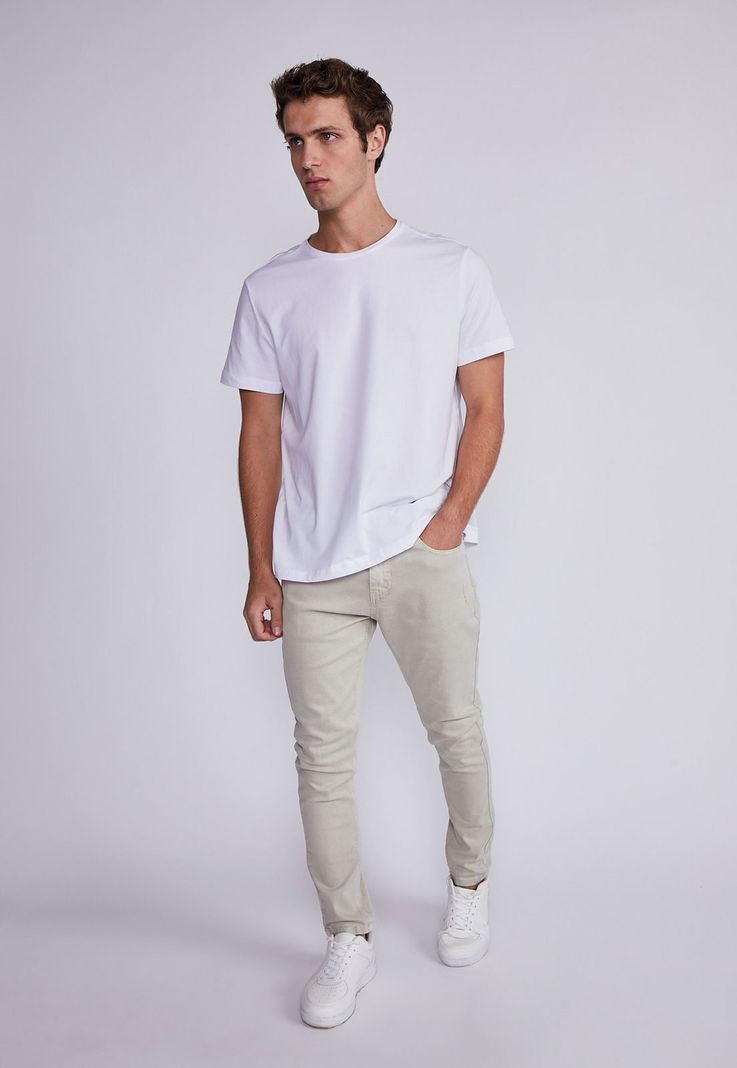 Jeans Hombre Beige Super Slim Con Roturas Sioux-3