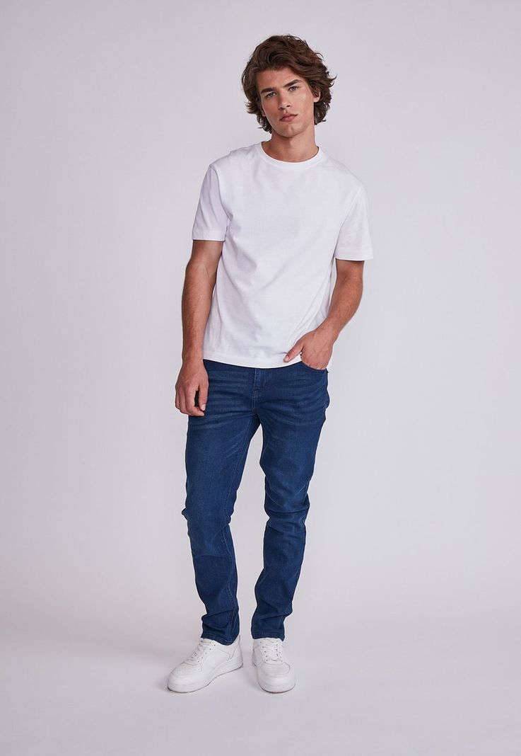 Jeans Hombre Azul Slim Elasticado Desgastado Sioux-3