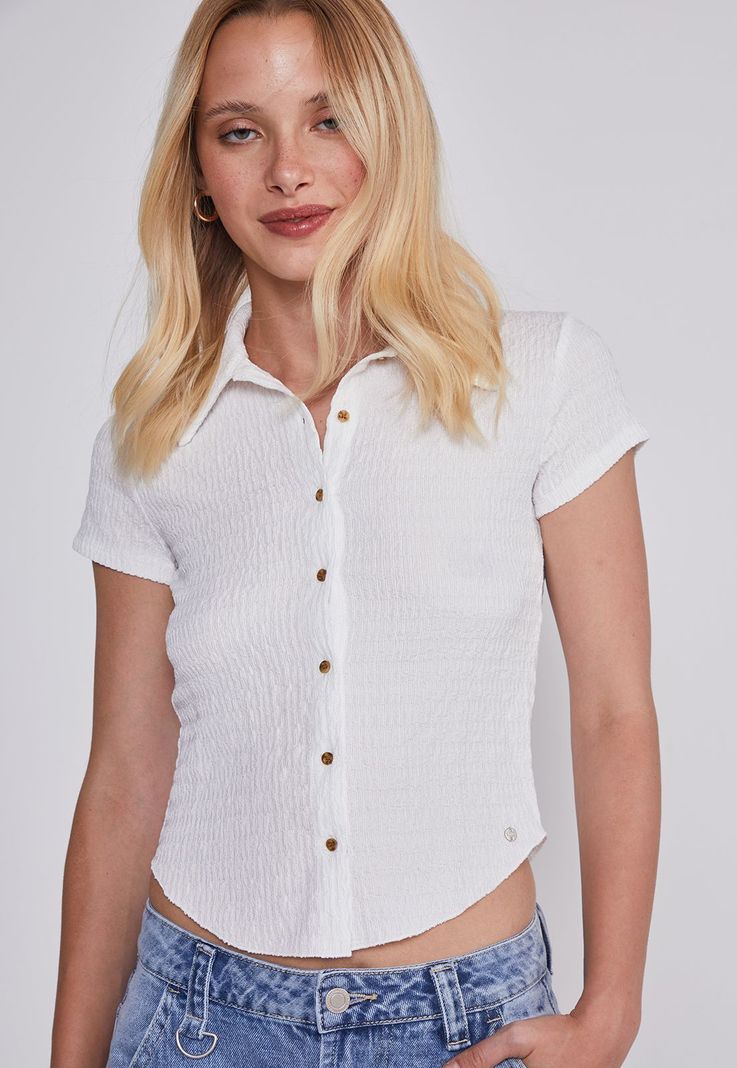 Blusa Mujer Texturada Botones Blanco Sioux-1