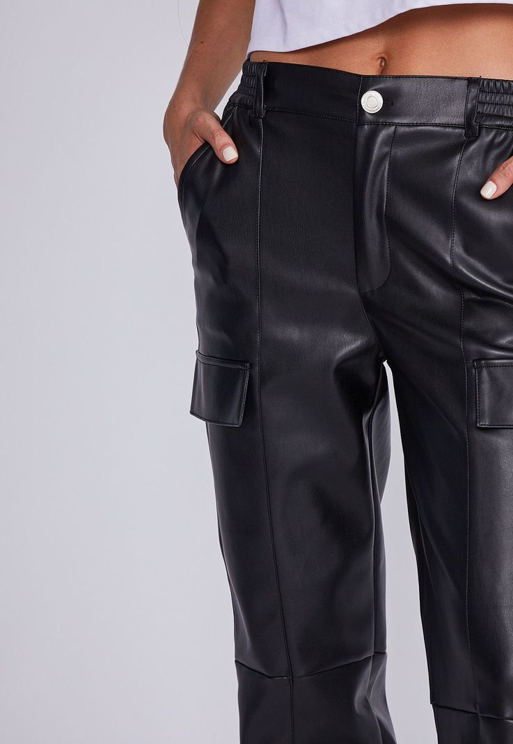 Pantalón Mujer Negro Jogger Eco Cuero Sioux-1