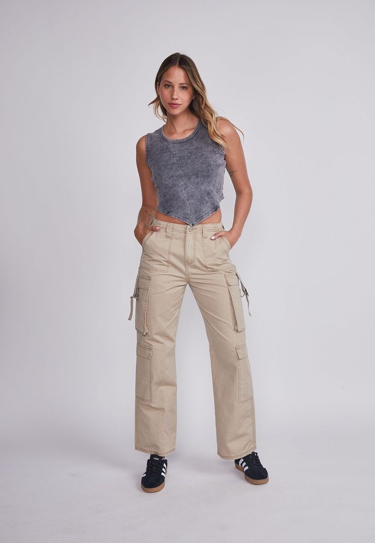 Pantalón Mujer Beige Tiradores Sioux-4