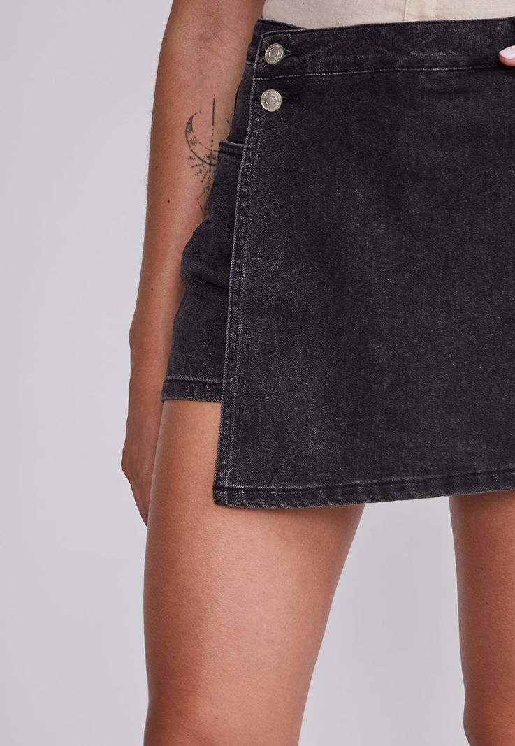 Falda Mujer Negro Denim Short Sioux-2