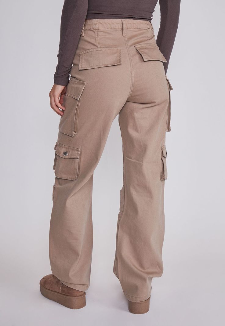 Pantalon Mujer Cargo Cintura Cafe Sioux-3