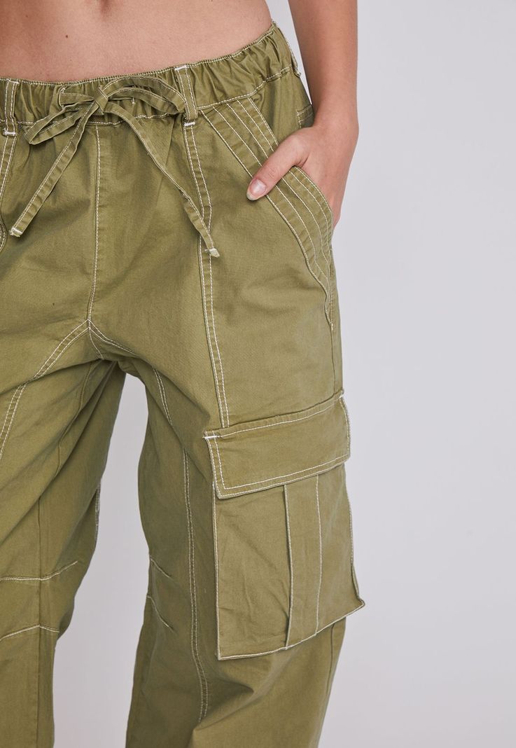 Pantalon Mujer Baggy Costuras Verde Sioux-2