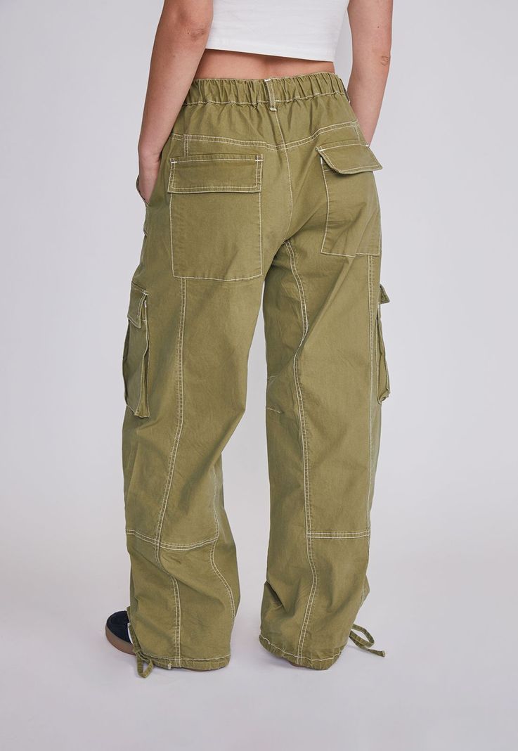 Pantalon Mujer Baggy Costuras Verde Sioux-3