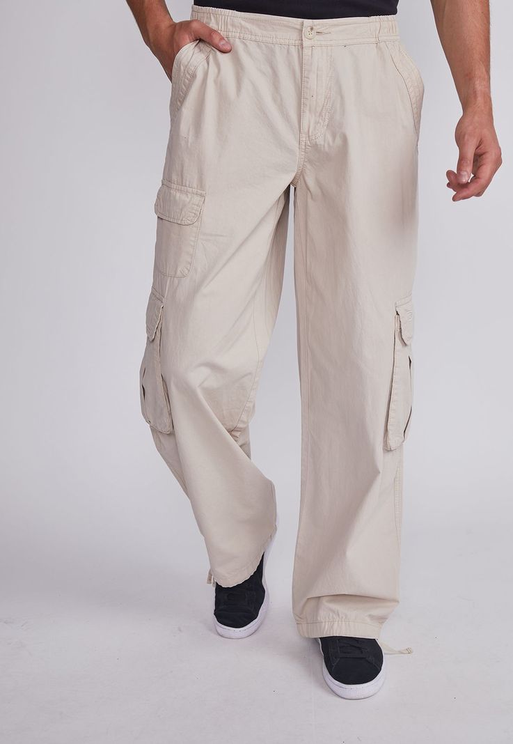Pantalón Hombre Beige Multicargo Delgado Sioux-0