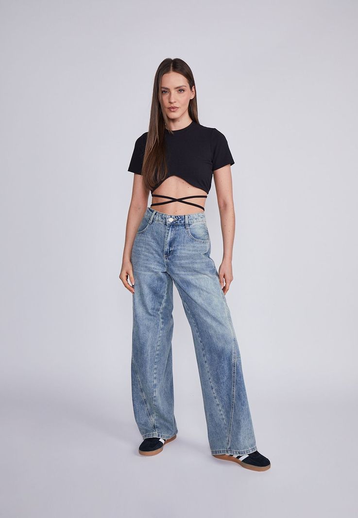 Polera Mujer Negro Lazo Cintura Sioux-4