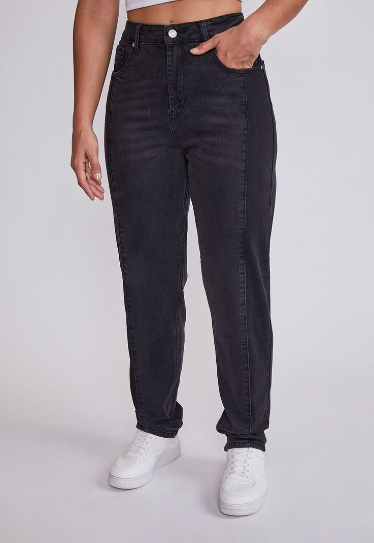 Jeans Mujer Negro Mom Costura Media Sioux-0