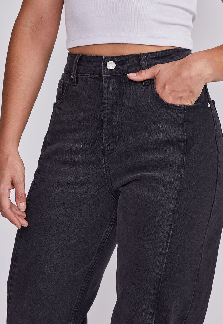 Jeans Mujer Negro Mom Costura Media Sioux-1