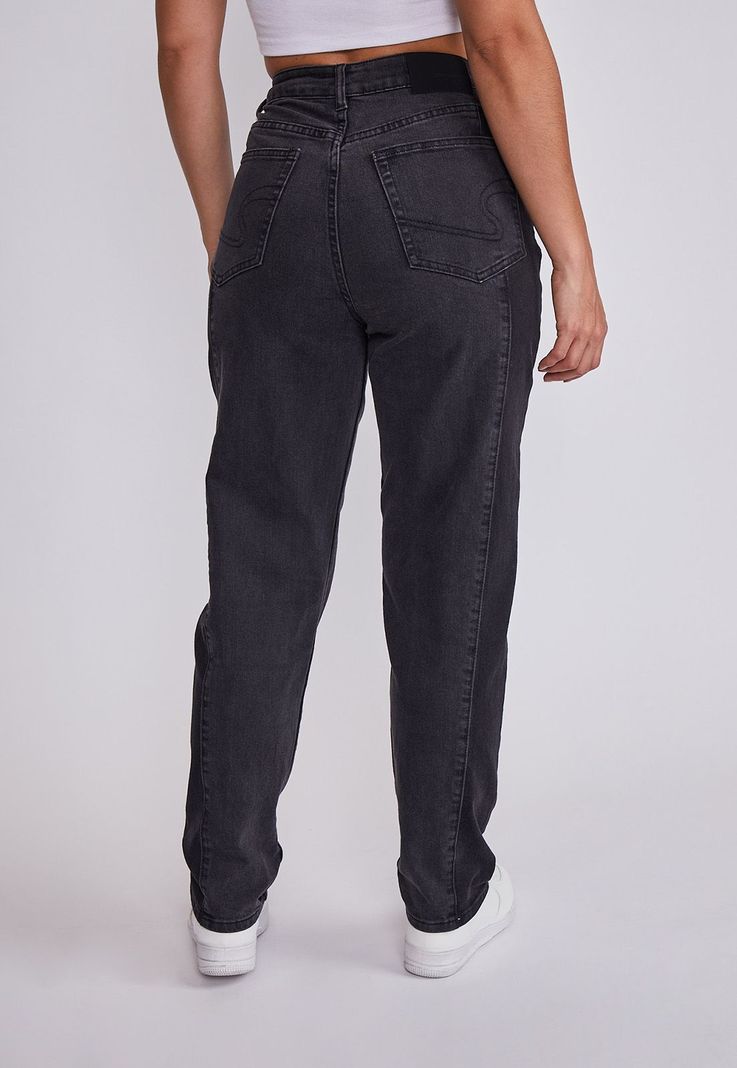Jeans Mujer Negro Mom Costura Media Sioux-2