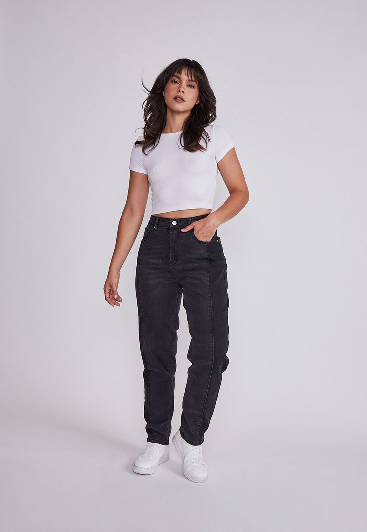 Jeans Mujer Negro Mom Costura Media Sioux-3