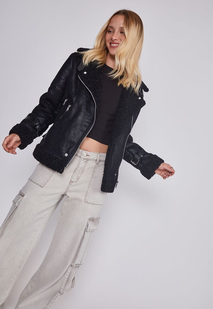 Chaqueta Mujer Aviadora Negro Sioux-2