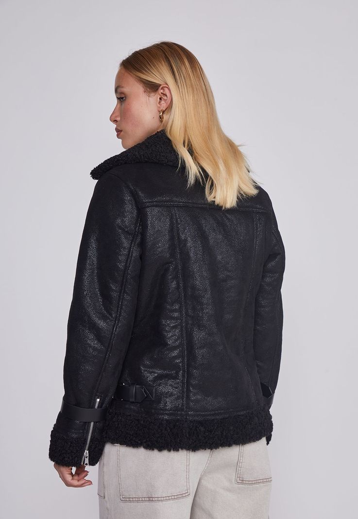 Chaqueta Mujer Aviadora Negro Sioux-3