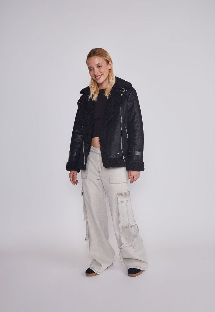 Chaqueta Mujer Aviadora Negro Sioux-4