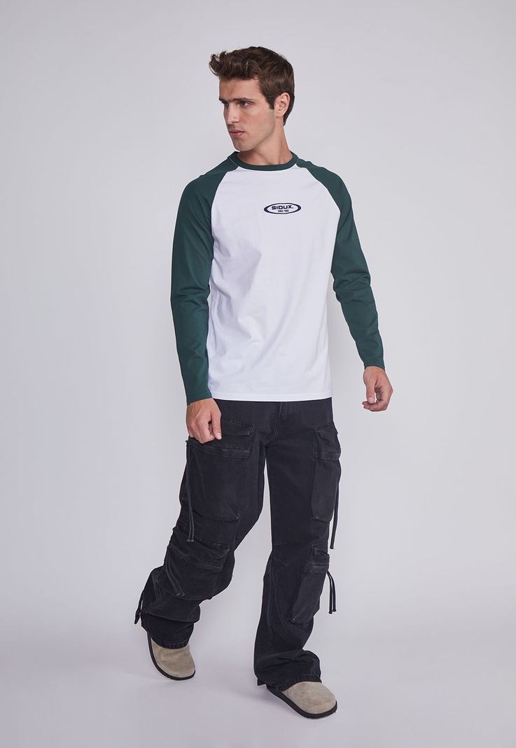 Polera Hombre Bicolor Verde Sioux-4