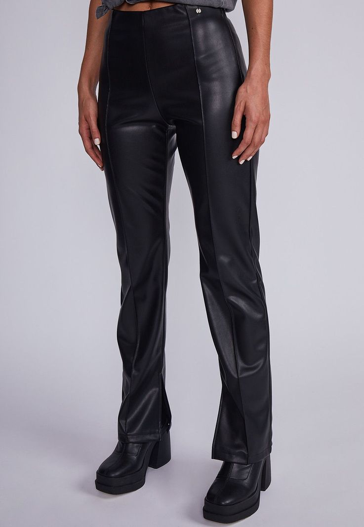 Pantalón Mujer Negro Eco Cuero Sin Pretina Sioux-0