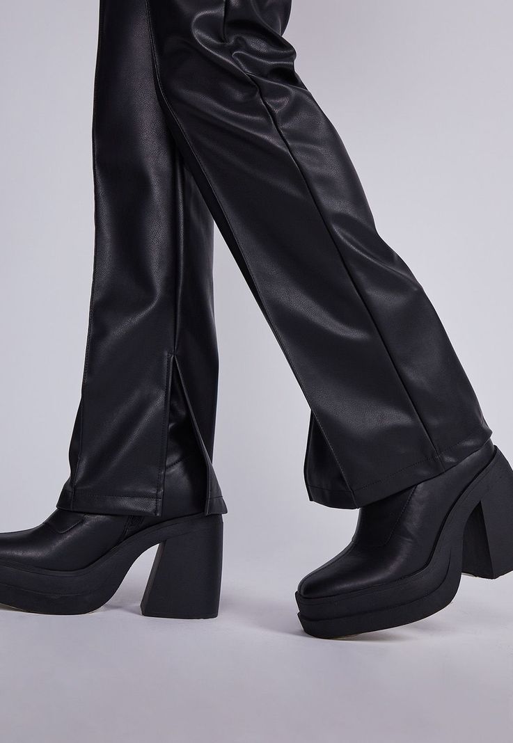 Pantalón Mujer Negro Eco Cuero Sin Pretina Sioux-1