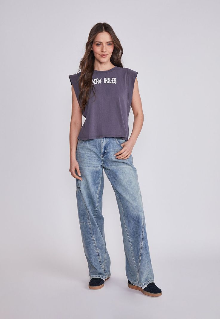 Polera Mujer Acero Vuelos Lavada Sioux-4