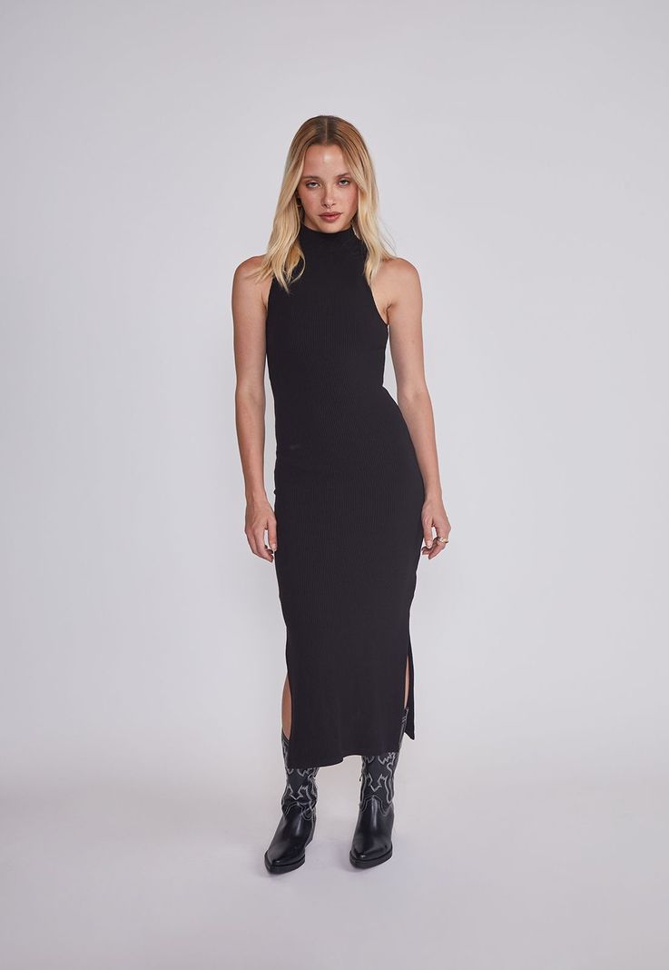 Vestido Mujer Cuello Alto Negro Sioux-4