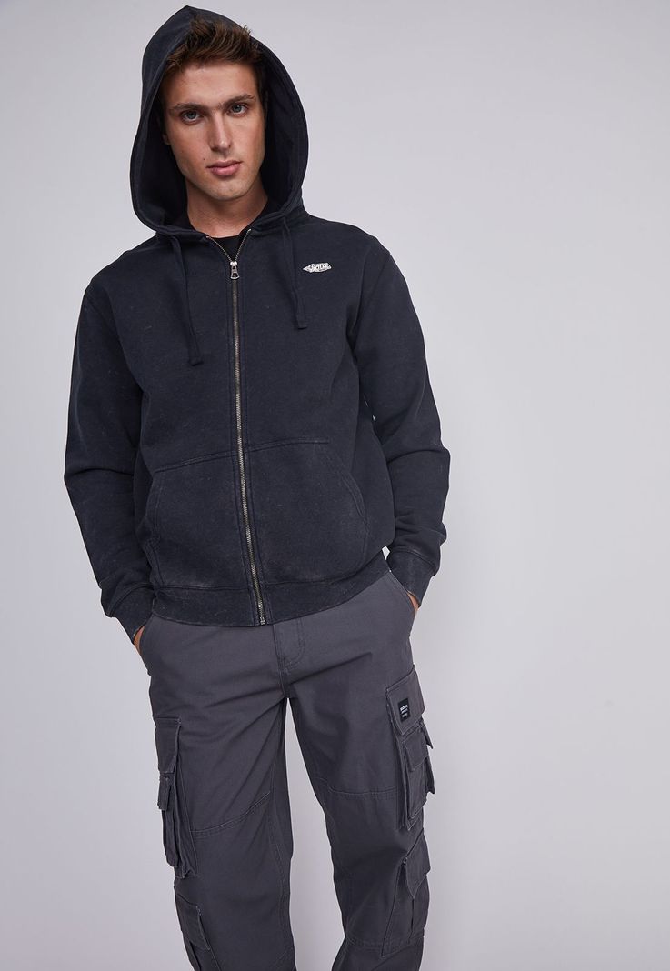 Poleron Hombre Basico Lavado Negro Sioux-2