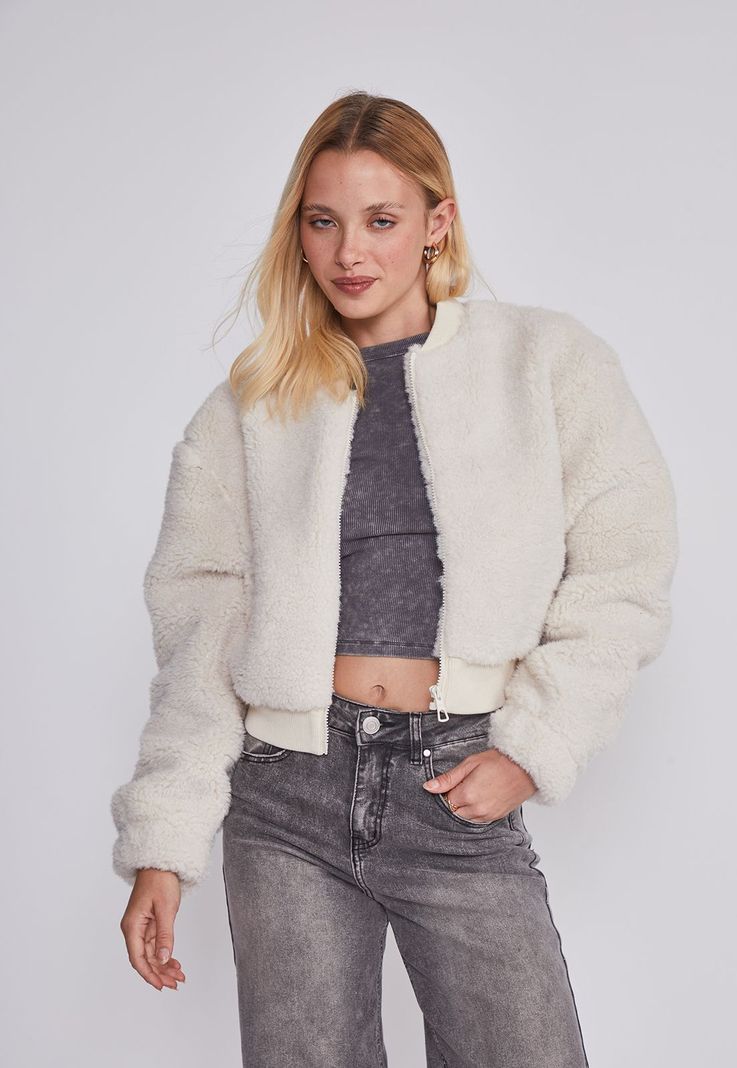Chaqueta Mujer Bomber Crudo Sioux-1