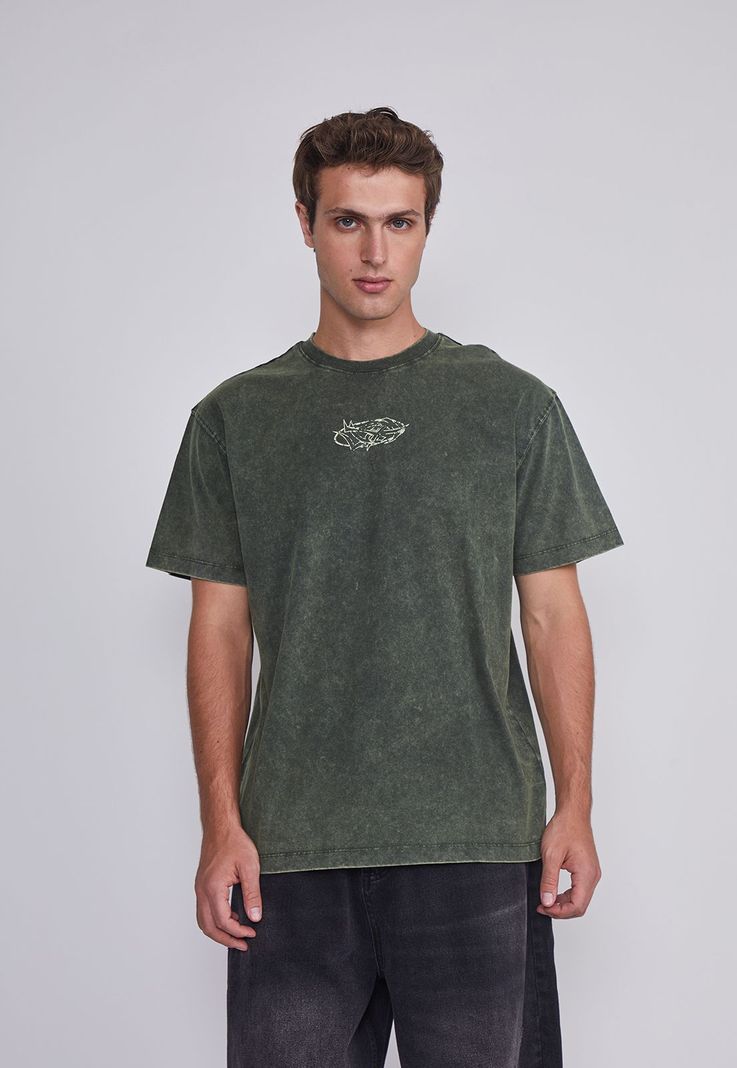 Polera Hombre Lavada Verde Sioux-0