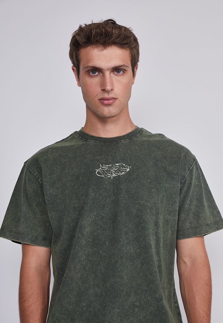 Polera Hombre Lavada Verde Sioux-2