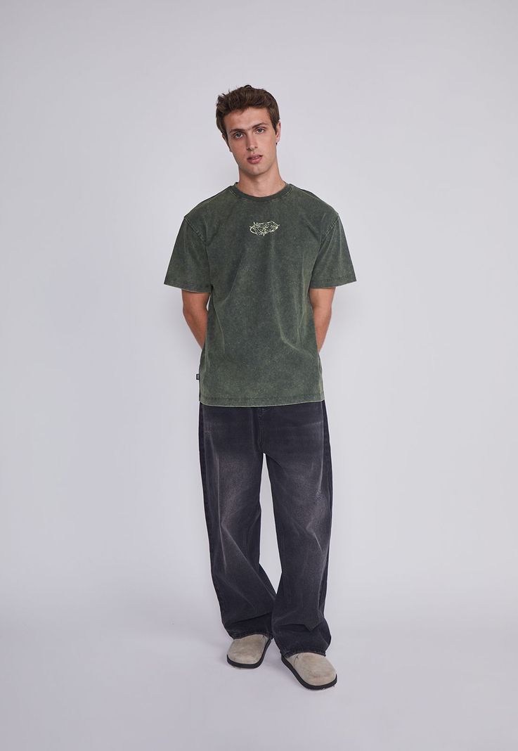 Polera Hombre Lavada Verde Sioux-4