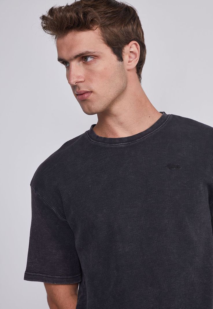 Polera Hombre Waffle Basica Negro Sioux-1