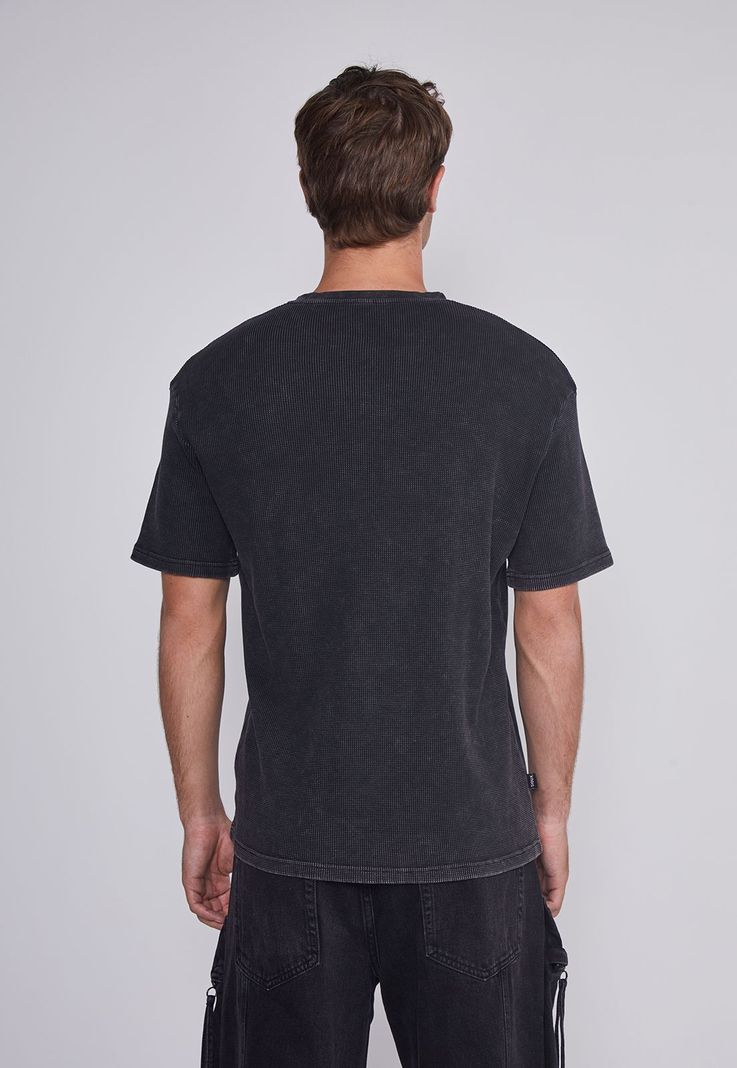 Polera Hombre Waffle Basica Negro Sioux-3
