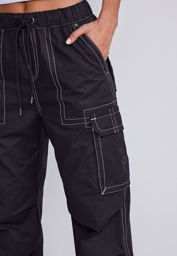 Pantalón Mujer Negro Hilo Contraste Sioux-0