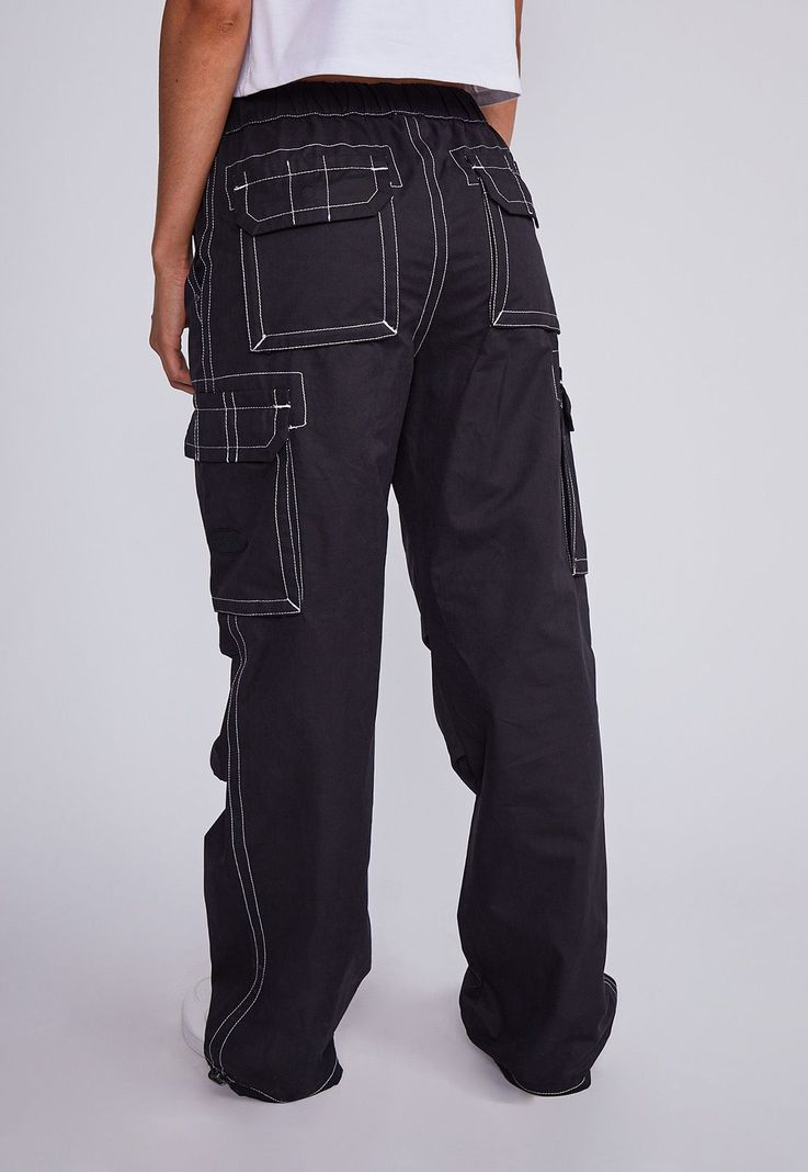 Pantalón Mujer Negro Hilo Contraste Sioux-1