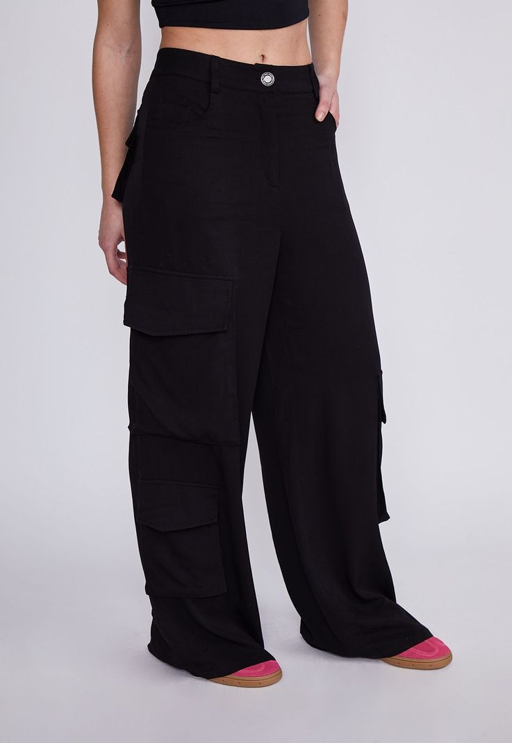 Pantalón Mujer Negro 3 Bolsillos Sioux-0