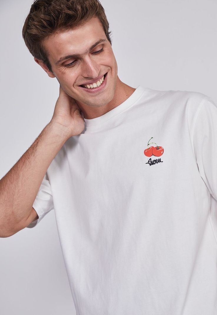 Polera Hombre Cerezas Blanco Sioux-1