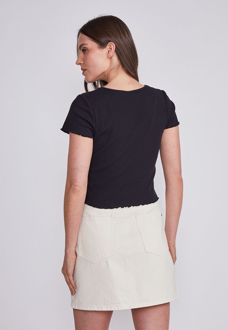 Polera Mujer Negro Escote V Sioux-2