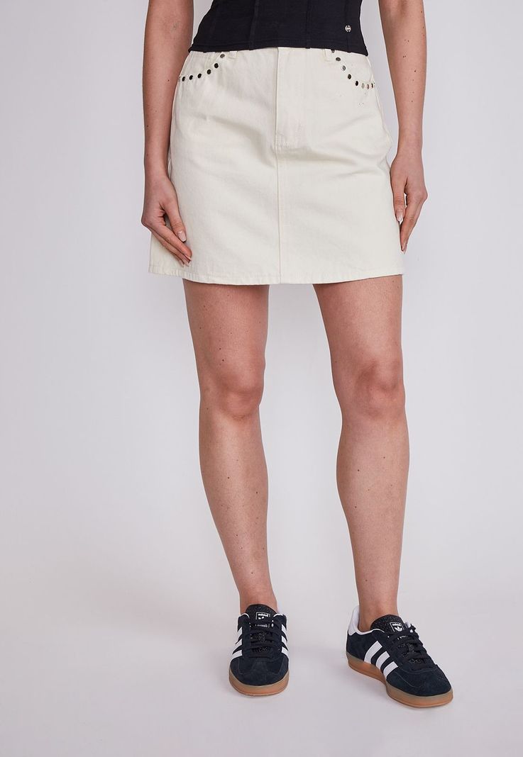 Falda Mujer Crudo Tachas Bolsillo Sioux-0