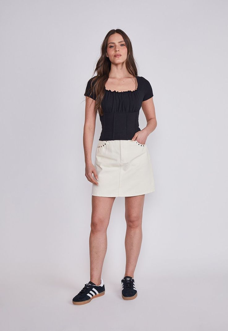 Falda Mujer Crudo Tachas Bolsillo Sioux-4