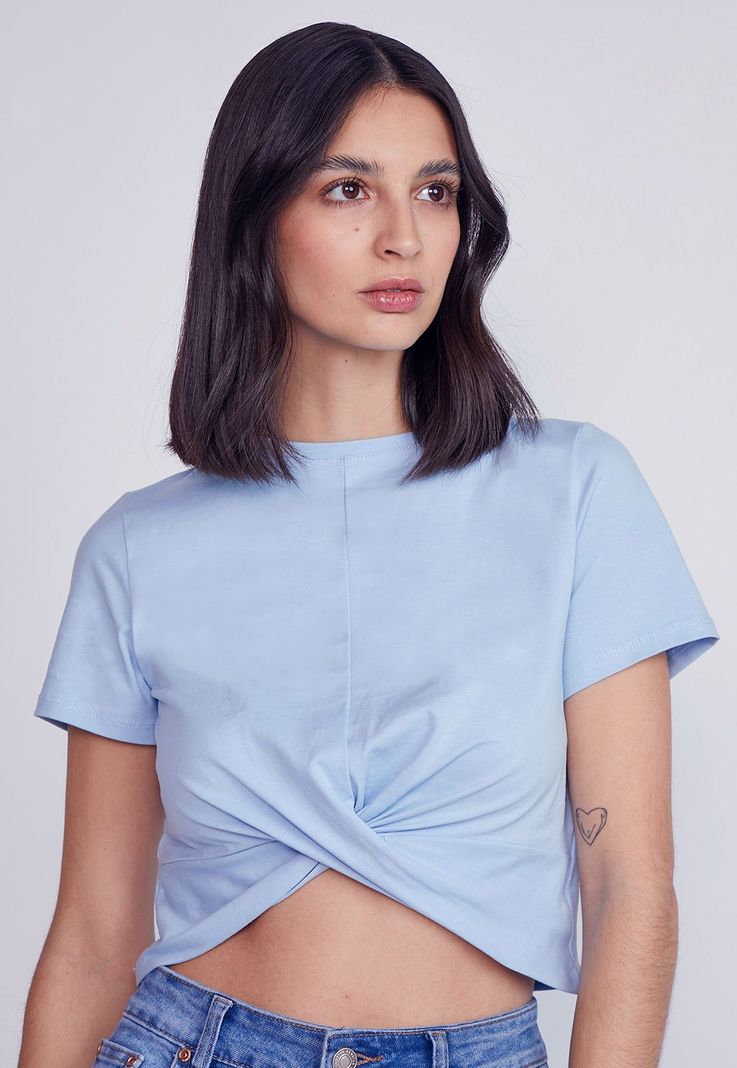 Polera Mujer Cruzada Celeste Sioux-1