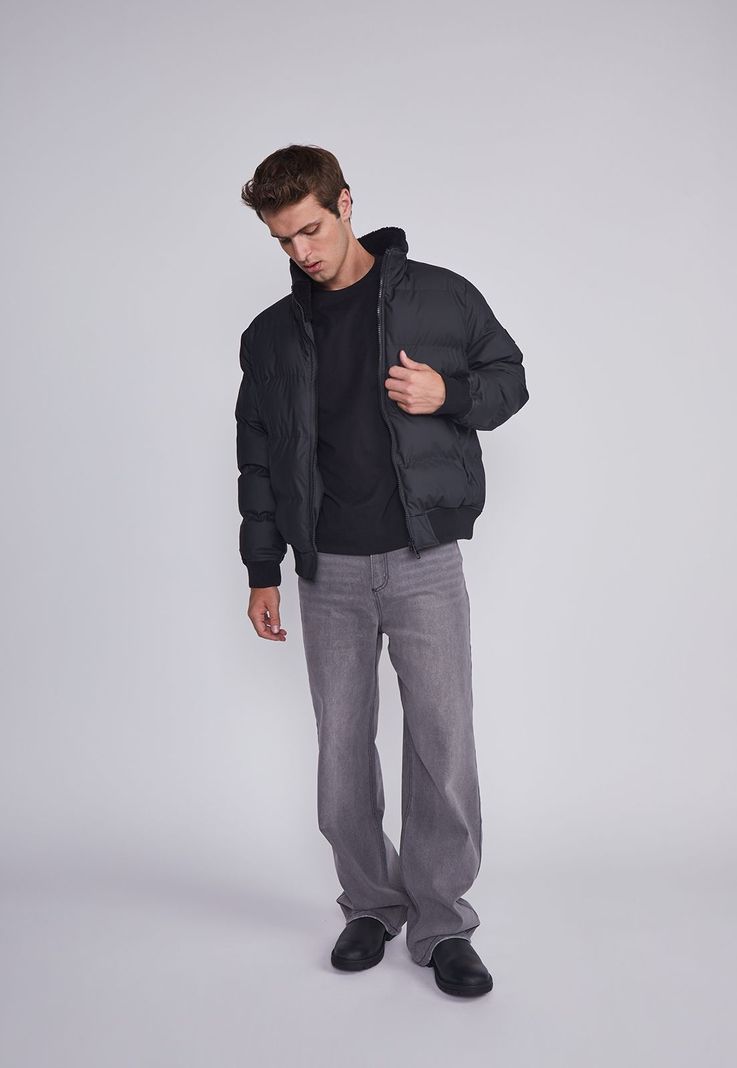 Parka Hombre Acolchada Engomada Negro Sioux-2