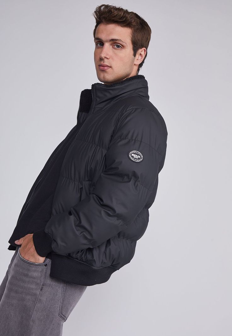 Parka Hombre Acolchada Engomada Negro Sioux-5
