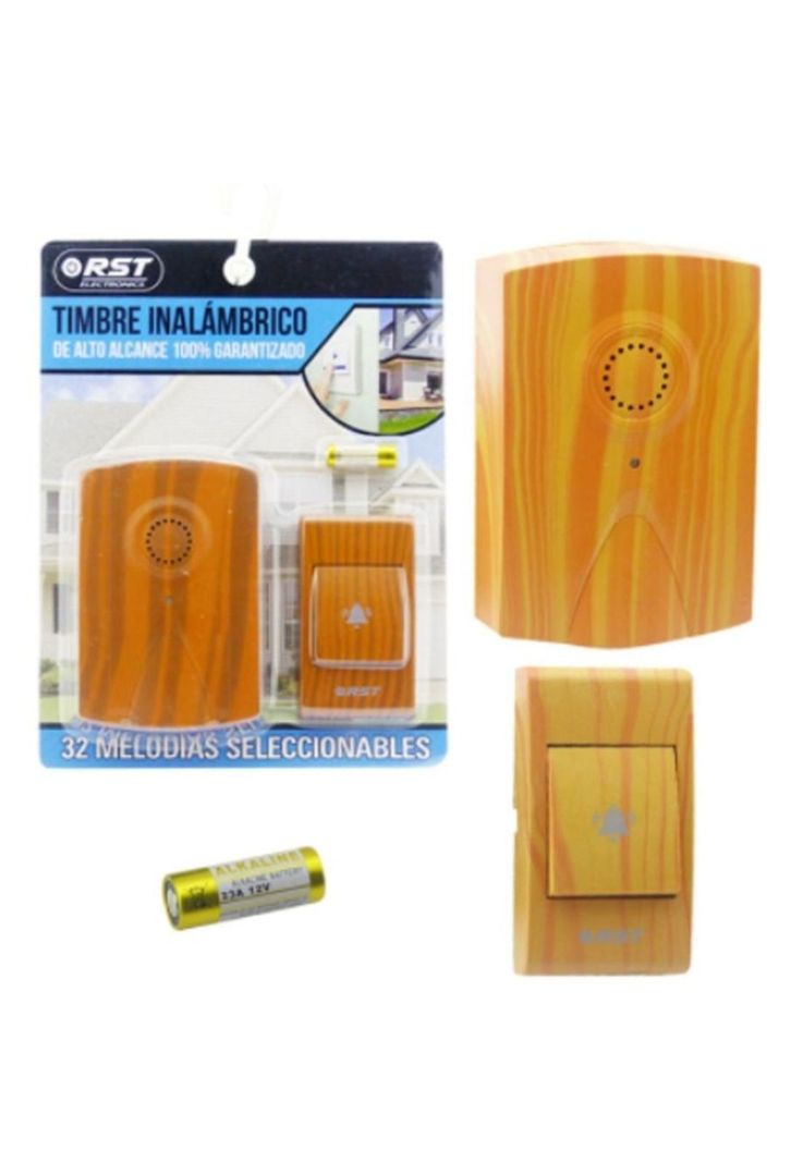 Timbre Inalámbrico A Pilas Alcance De 100mts 32 Melodías-0