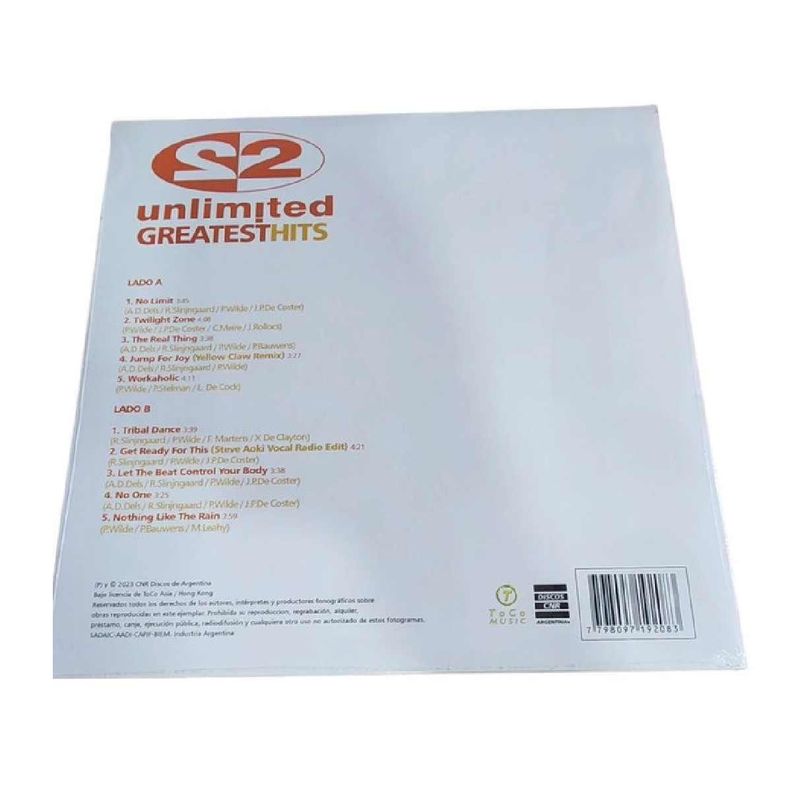 VINILO 2 UNLIMITED/ GREATEST HITS 1LP-1